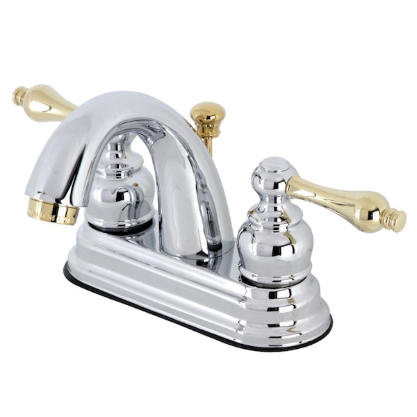 KB5614AL Restoration 4" Centerset Bathroom Faucet, Chrome/ Brass
